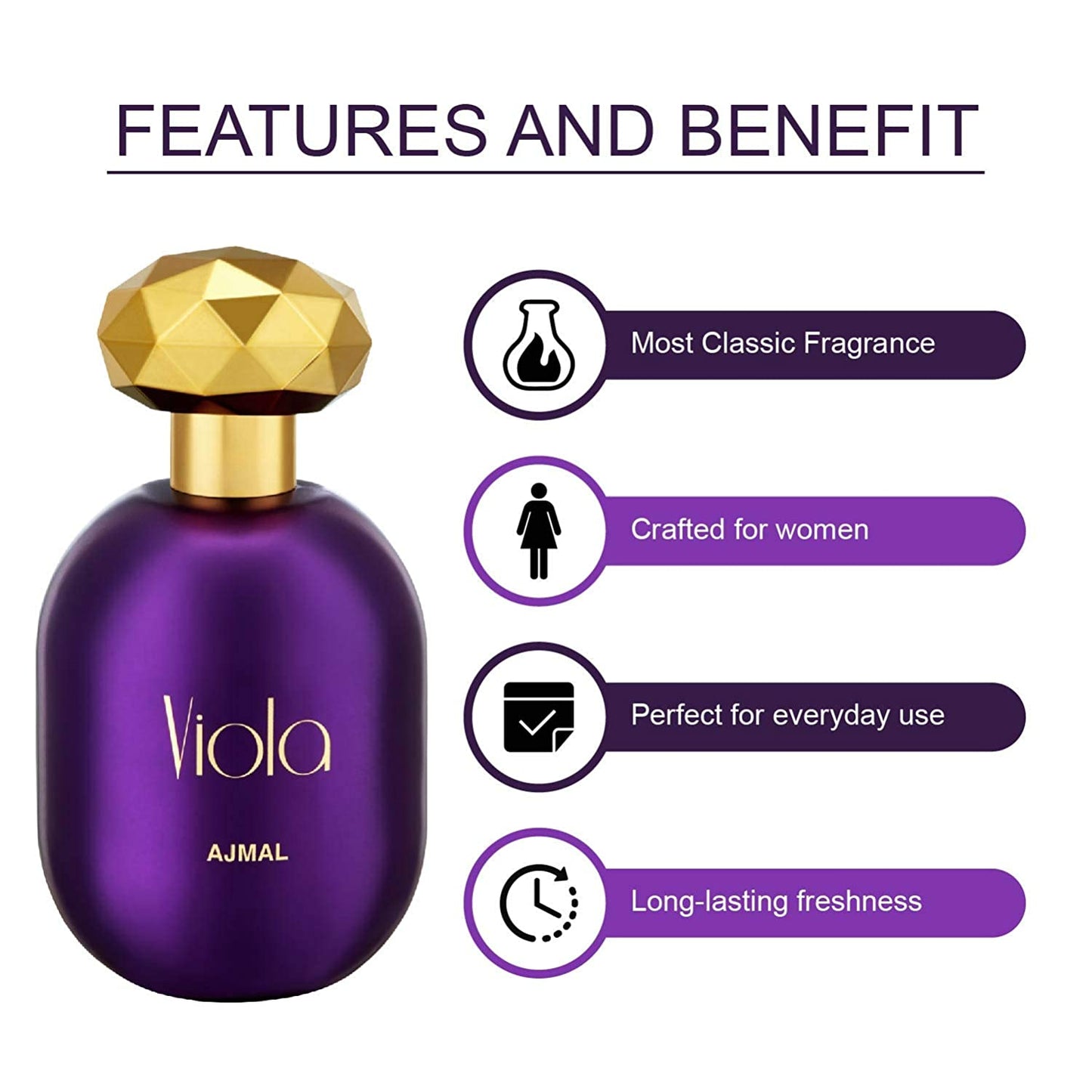 Ajmal Viola EDP Fruity Floral Perfume 75ml for Women and Aurum Concentrated Perfume Oil Fruity Floral Alcohol-free Attar 10ml for Women