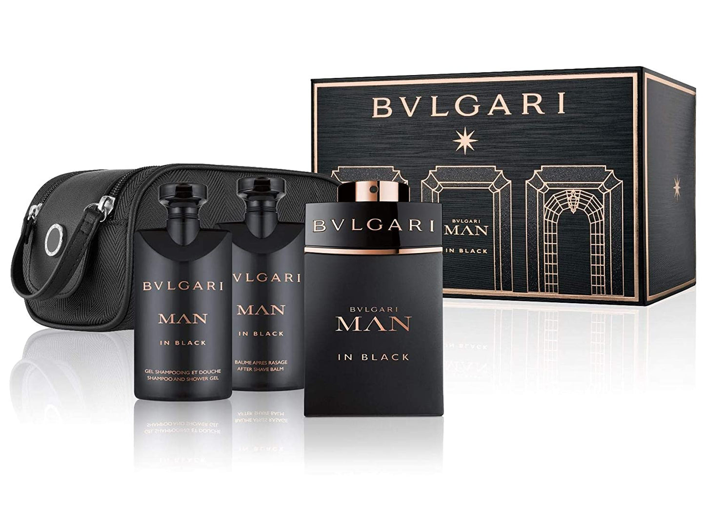 Bvlgari Man In Black Set (EDP 100ml + AS Balm 75ml + SG 75ml + Bag) for Men