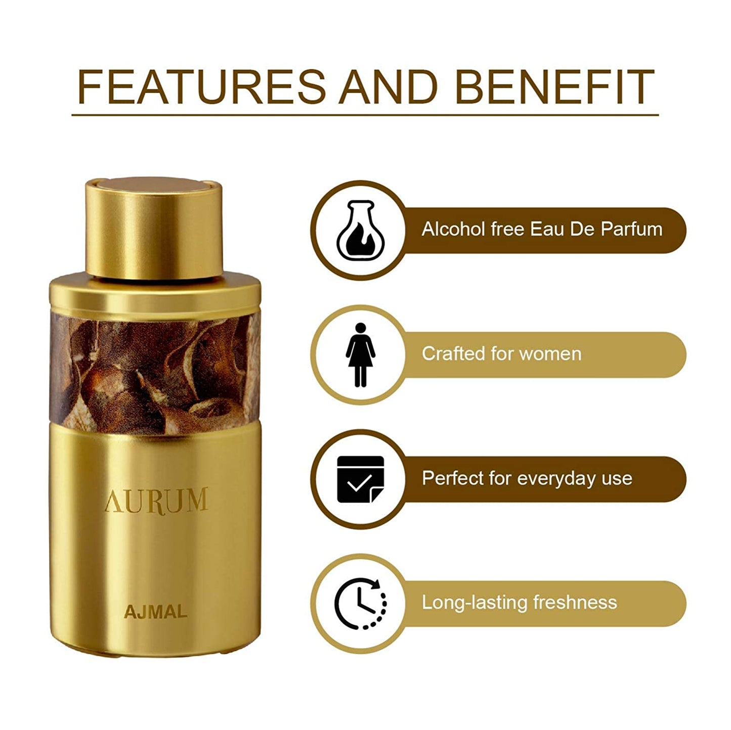 Ajmal Viola EDP Fruity Floral Perfume 75ml for Women and Aurum Concentrated Perfume Oil Fruity Floral Alcohol-free Attar 10ml for Women