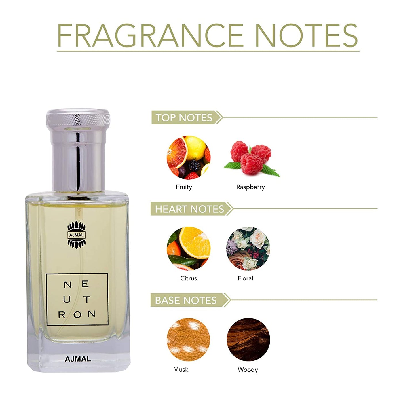 Ajmal Neutron EDP Citrus Fruity Perfume 100ml for Men and Musk Rose Concentrated Perfume Oil Floral Musky Alcohol-free Attar 12ml for UnisexPerfume Oil Fruity Floral Alcohol-free Attar 10ml for Women