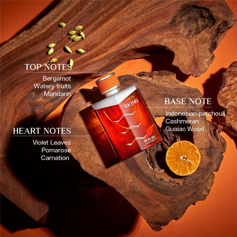 Skinn By Titan | Raw Instinct - 100ml | Perfume for Men | Eau De Parfum | Long Lasting Smell | Gift for him | Fresh & Spicy