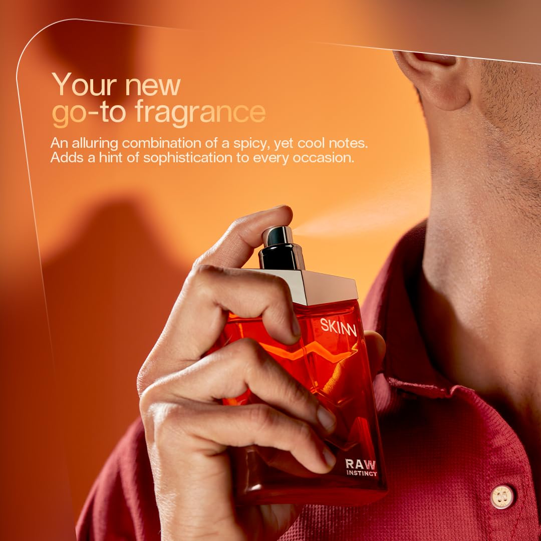 Skinn By Titan | Raw Instinct - 100ml | Perfume for Men | Eau De Parfum | Long Lasting Smell | Gift for him | Fresh & Spicy