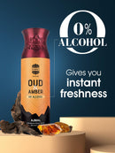 Ajmal Non-Alcoholic Oud Amber, Rose, Tobacco, Vanilla Deodorant Body Spray Perfume 200ml Each Fragrance Gift for Men and Women