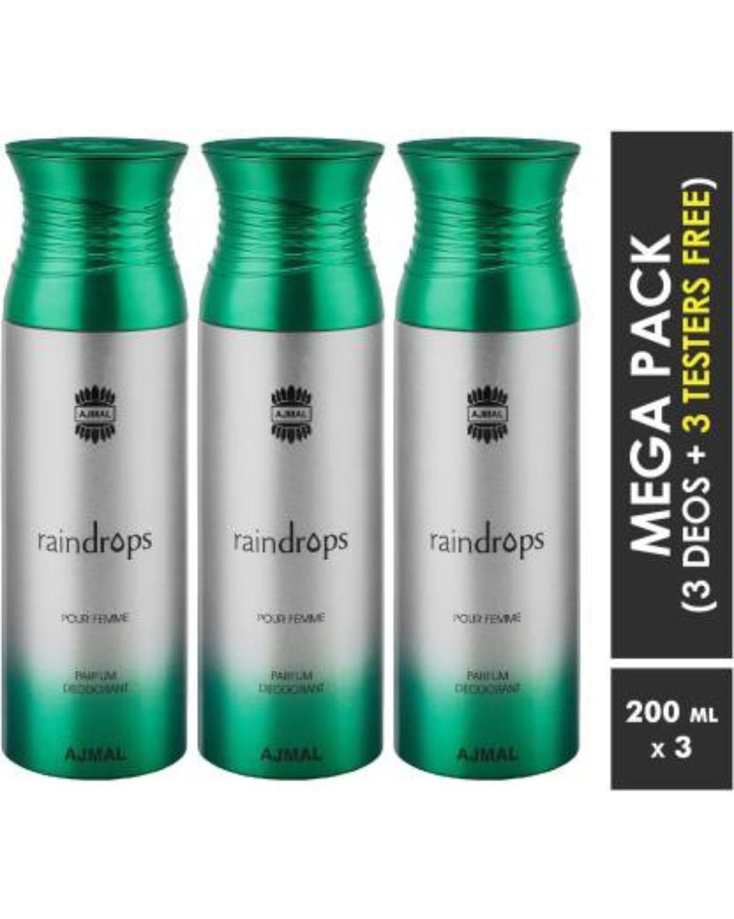 Ajmal Raindrops Deodrants 200 ML for Women combo pack of 3