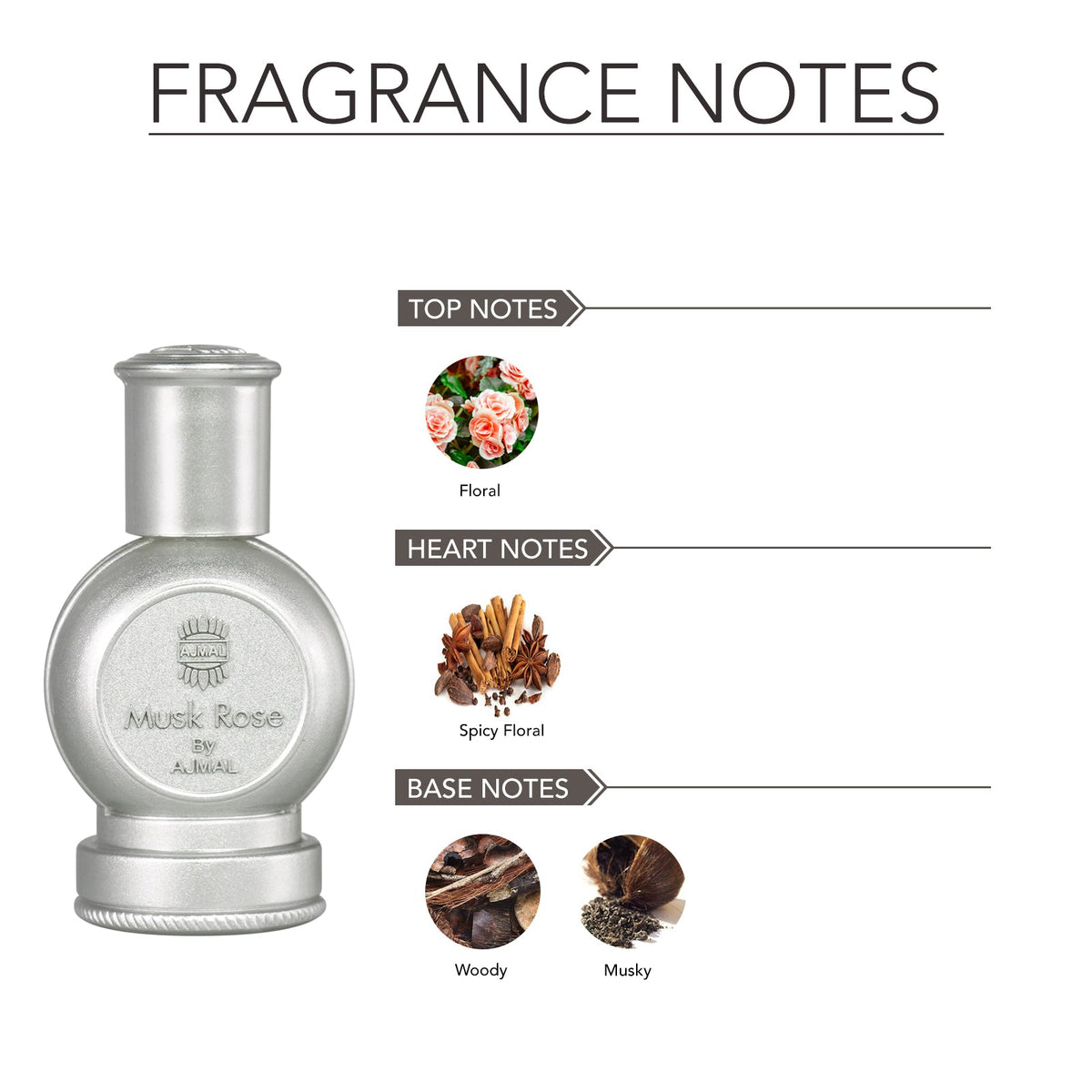 Ajmal Musk Rose Concentrated Floral Perfume Free From Alcohol 12ml For Unisex-Ajmal Musk Rose Concentrated Floral Perfume Free