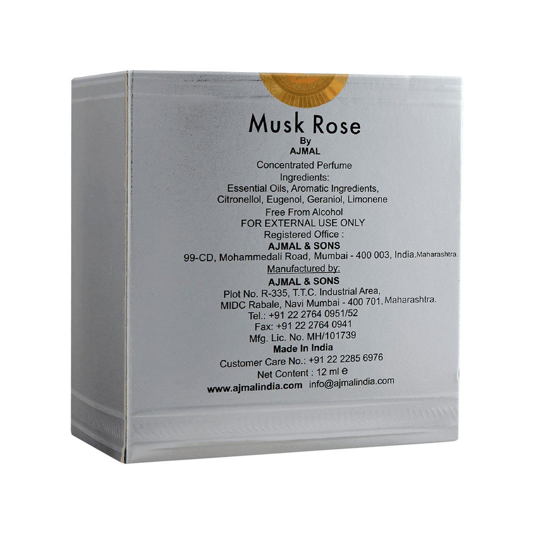 Ajmal Musk Rose Concentrated Floral Perfume Free From Alcohol 12ml For Unisex-Ajmal Musk Rose Concentrated Floral Perfume Free
