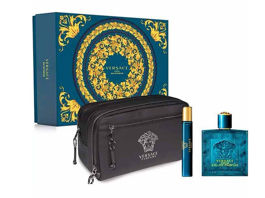 Versace Eros Eau de Perfume Set (EDP 100ml + EDP 10ml + Trousse) for Men