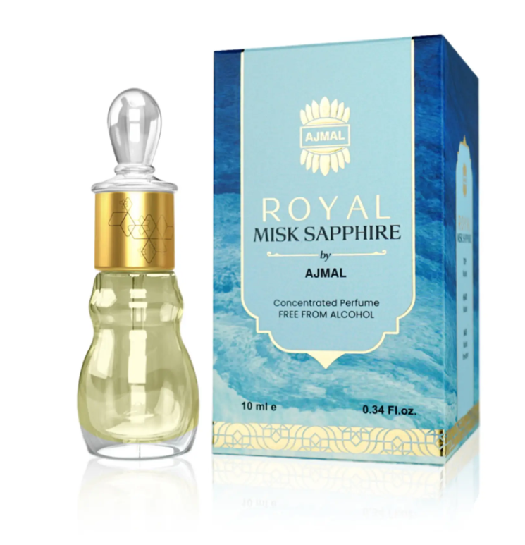 Ajmal Royal Misk Sapphire Attar Concentrated Perfume - 10 ml-Ajmal Royal Misk Sapphire Attar Concentrated Perfume - 10 ml