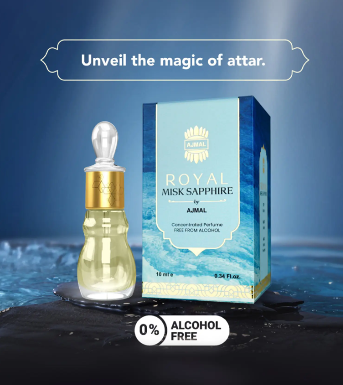 Ajmal Royal Misk Sapphire Attar Concentrated Perfume - 10 ml-Ajmal Royal Misk Sapphire Attar Concentrated Perfume - 10 ml
