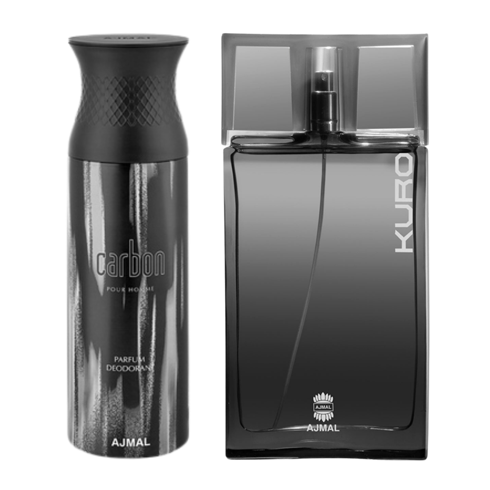 Ajmal Kuro EDP Aromatic Spicy Perfume 90ml for Men and Carbon Homme Deodorant Citrus Spicy Fragrance 200ml for Men