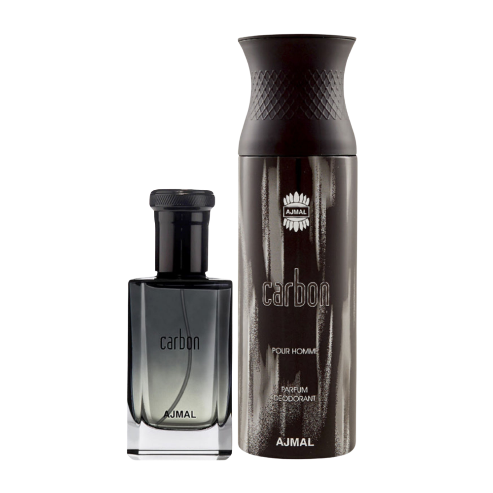 Ajmal Carbon Eau De Parfum 100ml Perfume For Men And Carbon Homme Deodorant 200ml For Men
