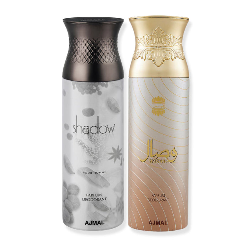 Ajmal Shadow Homme & Wisal Dhahab Deodorant Perfume For Men (200 Ml, Pack Of 2)
