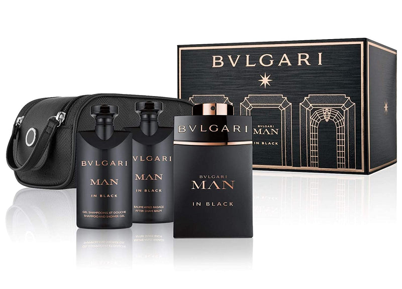 Bvlgari Man In Black Set (EDP 100ml + AS Balm 75ml + SG 75ml + Bag) for Men