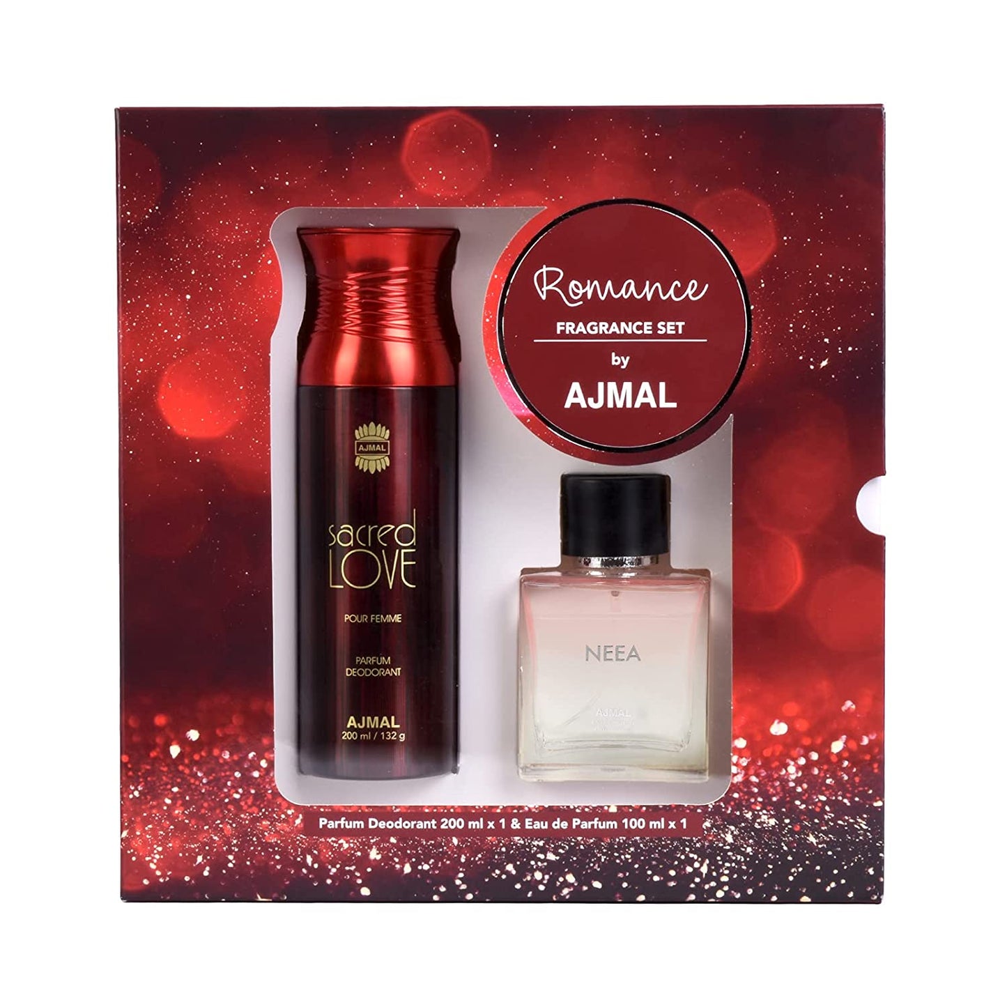 Ajmal Gift Set of Neea EDP 100ml & Sacred Love Deodrants 200 ml for Women