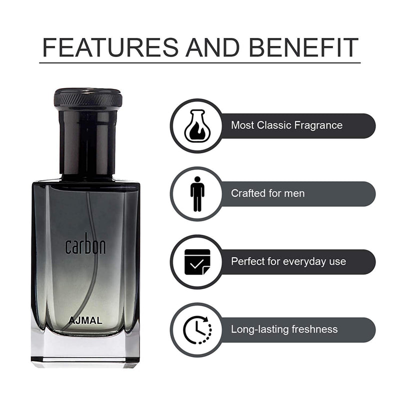 Ajmal Carbon EDP Citrus Spicy Perfume 100ml for Men and Mizyaan Concentrated Perfume Oil Oriental Musky Alcohol-free Attar 14ml for Unisex