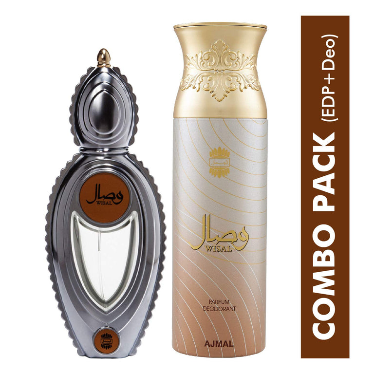 Ajmal Wisal EDP 50ml Oriental perfume for Women & Ajmal Wisal Perfume Deodorant 200ml for Women Pack of 2