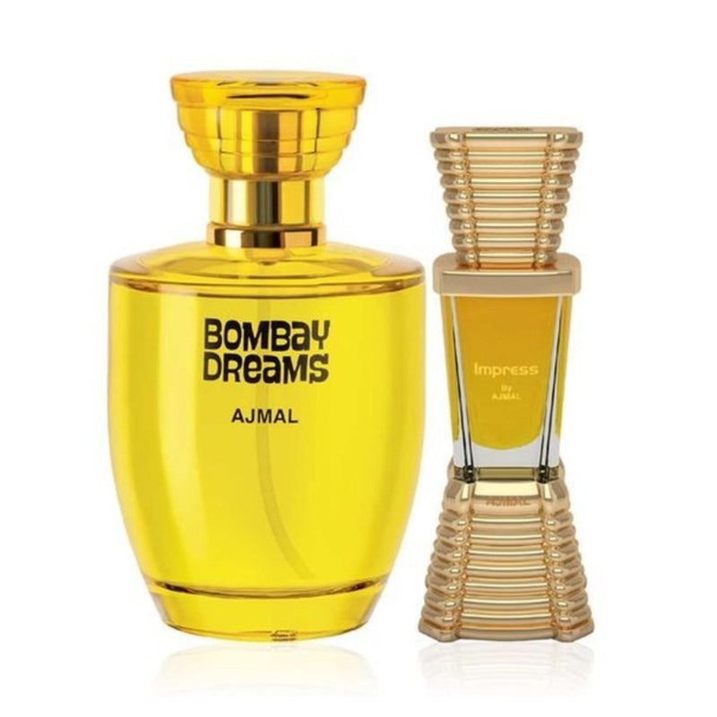 Ajmal Bombay Dreams EDP Floral Fruity Perfume 100ml for Women and Impress Concentrated Perfume Oil Citrus Alcohol- Attar 10ml for Men