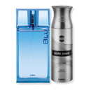 Ajmal Blu EDP Aquatic Perfume & Silver Shade Homme Deodorant Combo for Men