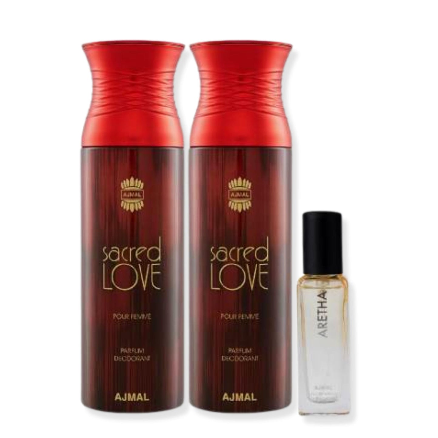 Ajmal Sacred Love Deo 200ML & Aretha EDP 20ML Pack of 3 (Total 420ML) for Men & Women