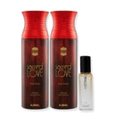 Ajmal 2 Sacred Love Deo 200ML & Aretha EDP 20ML Pack of 3 (Total 420ML) for Men & Women + 2 Parfum Testers  (3 Items in the set)