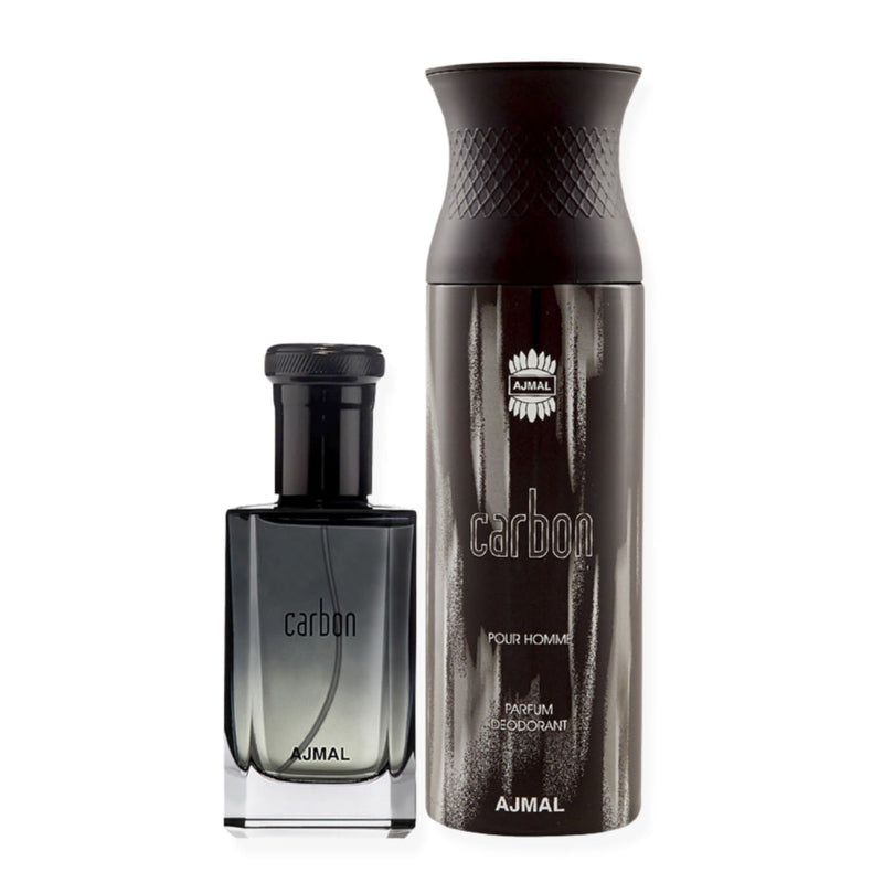 Ajmal Carbon Eau De Parfum 100ml Perfume For Men And Carbon Homme Deodorant 200ml For Men