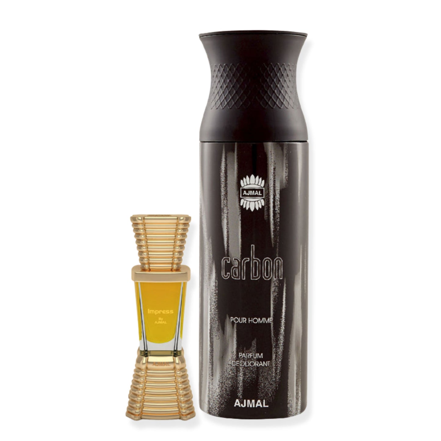 Ajmal Impress Concentrated Perfume Oil Alcohol-Free Attar 10ml For Men And Carbon Homme Deodorant 200ml For Men
